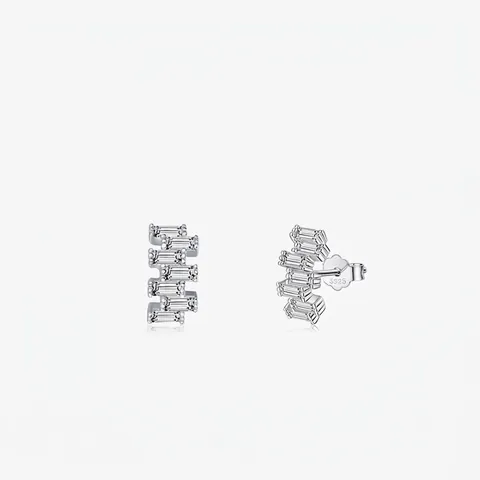 925 Sterling Zilver Geometrische Baguette Zirconia Oorknopjes Vrouwen Minimalistisch Ingelegde Zircon Onregelmatige Sieraden Cadeau