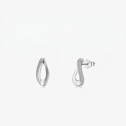 Minimalist 925 Sterling Silver Twist Water Drop Stud Earrings For Women Exquisite Micro Inlaid Zirconia Delicate Fashion Jewelry Elegant Versatile Commute Gift
