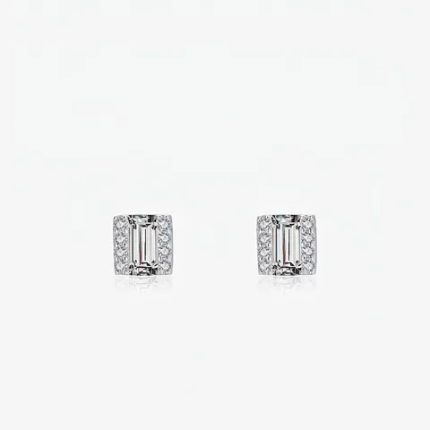 Orecchini a Bottone Halo in Argento Sterling S925 Con Zirconia Taglio Smeraldo Gioielli Design Geometrico Quadrato Donna