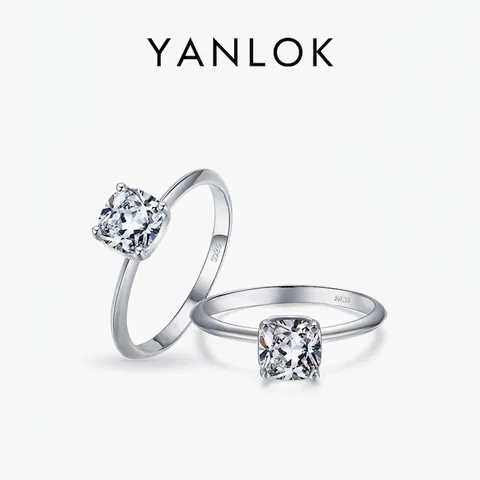 Classic 925 Sterling Silver Square Zirconia Ring Elegant Geometric Solitaire Ring For Women Fashion Commuting Jewelry Gift