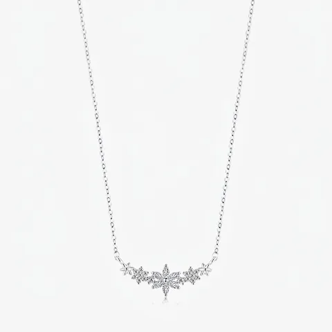 Collar de Plata de Ley 925 Con Colgante de Flor y Circonia Elegante Cadena de Clavícula Floral Joyería para Mujer Regalo