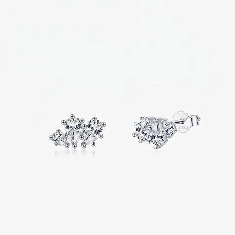 Boucles d'Oreilles Clous Goutte d'Eau en Argent Sterling 925 Français Pour Femmes Zirconia Transparent Incrusté Bijoux