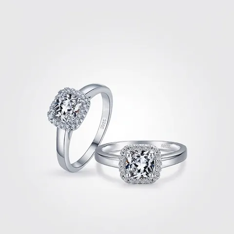 S925 Sterlingsilber Quadratischer Kissenschliff Zirkonia Halo Ring Für Damen Luxuriöser Geometrischer Polierter Fingerring Schmuck
