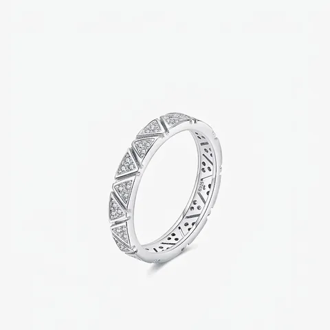 925 Sterling Silver Triangle Zirconia Ring Minimalist Geometric Pave Band For Women Fashion Dainty Jewelry Finger Ring