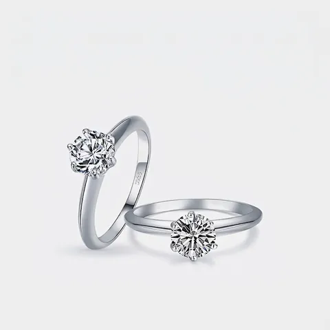 Classic 925 Sterling Silver Six-Prong Crown Ring For Women Elegant Minimalist Zirconia Engagement Wedding Finger Ring Fine Jewelry