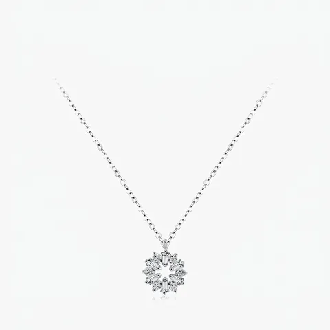 925 Sterling Silver Flower Pendant Necklace For Women Elegant Hollow Floral Clavicle Chain With Zirconia Inlaid Jewelry Gift