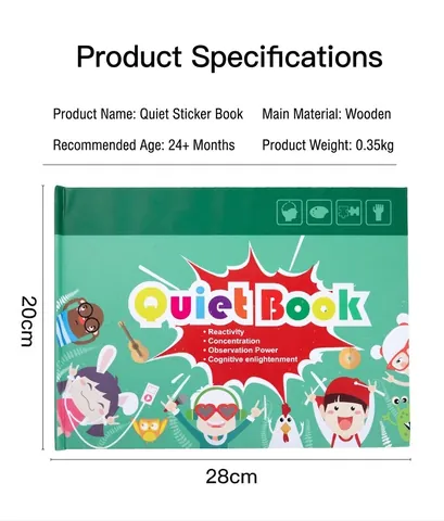 Libro Calmo per Bambini Montessori Busy Book Adesivi Riutilizzabili Giocattolo Educativo per Bambini Allenamento Della Concentrazione