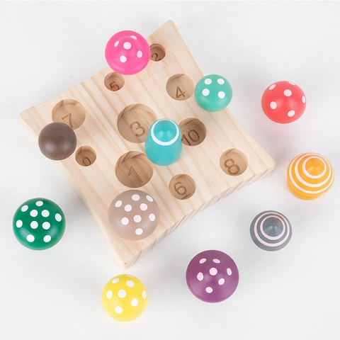 Wooden Counting Mushroom Game Montessori Educational Toy Math Learning Toddler Cognition Fine Motor Skills Pairing Toy Gift