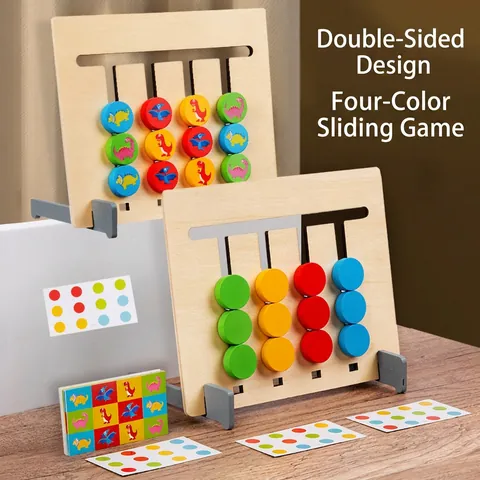 Gioco di Logica Montessori in Legno con Dinosauri Puzzle a Doppia Faccia per Bambini Giocattolo Educativo per Apprendimento
