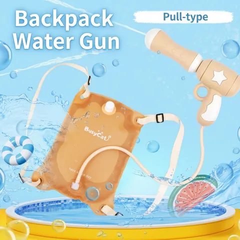 BusyCat Children Backpack Water Gun Toy Pull-out Spray Water Toy For Kids Outdoor Summer Beach Pool Water Play TPU Toy
