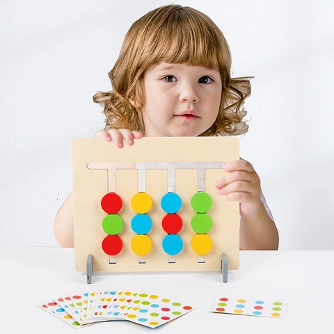 Gioco di Logica Montessori in Legno con Dinosauri Puzzle a Doppia Faccia per Bambini Giocattolo Educativo per Apprendimento