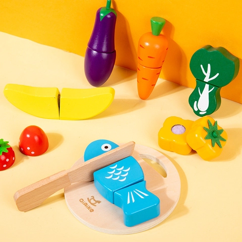 Holz Spielküche Spielzeug Obst Gemüse Schneiden Spielzeug Montessori Pädagogisches Rollenspiel Lebensmittel Zubehör Für Jungen Mädchen Kinder