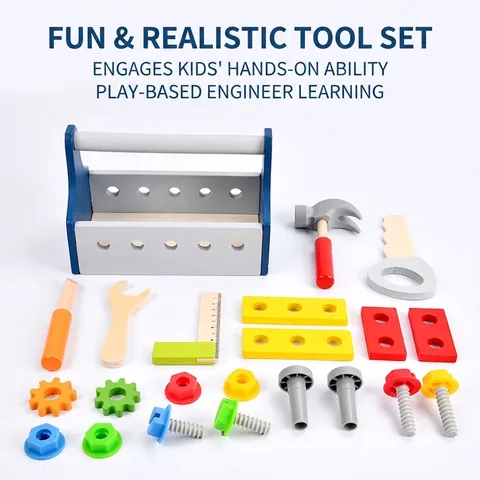 Kinder Holz Simulation Werkzeugkasten Spielzeug Set DIY Montage Holzbearbeitung Handwerkzeuge Pädagogisches Rollenspiel Spielzeug