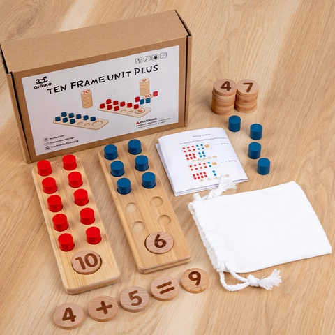 Hölzernes Zehnerfeld Set Mathe Zählen Spielzeug Montessori Pädagogisches Lernspielzeug Addition Subtraktion Geschenk Für Kinder
