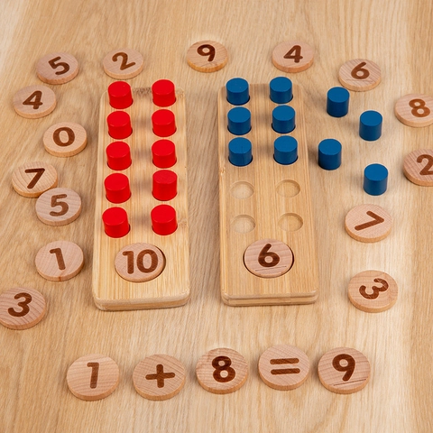Hölzernes Zehnerfeld Set Mathe Zählen Spielzeug Montessori Pädagogisches Lernspielzeug Addition Subtraktion Geschenk Für Kinder