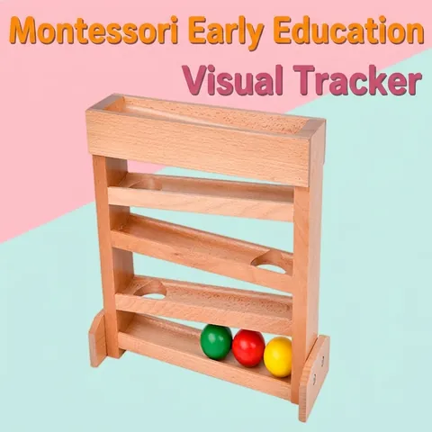 Montessori Holz Visuelles Tracking Spielzeug Rutschbahn Mit Bunten Bällen Frühes Lernen Lernspielzeug Für Kleinkinder Kinder