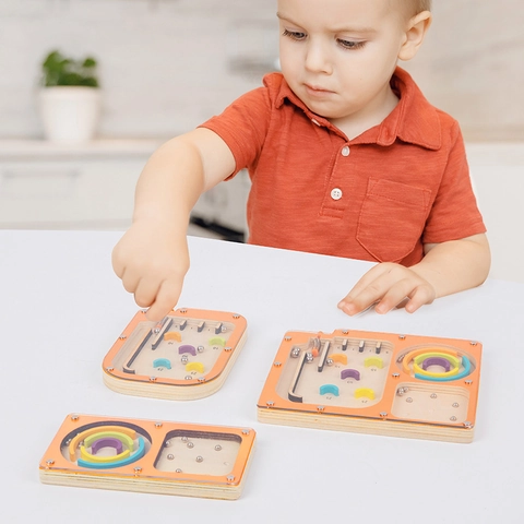 Wooden Maze Pinball Game Toy Educational Balance Game Board For Kids Hand-eye Coordination Training Intellectual Development Handheld Puzzle Board