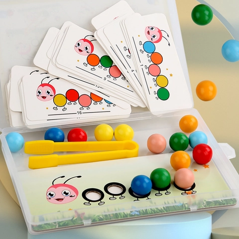 Montessori Holz Raupe Perlenclip Spielzeug Für Kinder Feinmotorik Training Farbsortierung Logik Frühpädagogisches Spielzeug