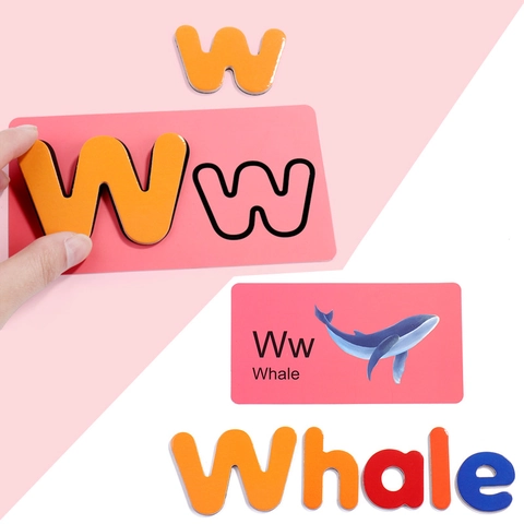 Carte Gioco Abbinamento Alfabeto Inglese Magnetico Lettere in Legno Cognizione Apprendimento Precoce Giocattolo Educativo Bambini