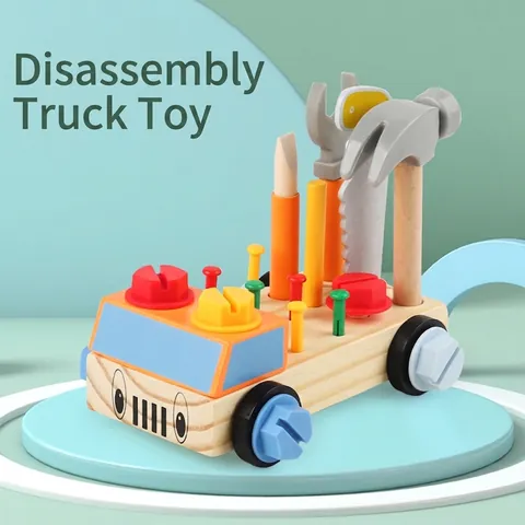 Giocattolo da Banco da Lavoro Educativo in Legno per Bambini Workbench per Giochi di Finzione Con Martello Chiave Inglese