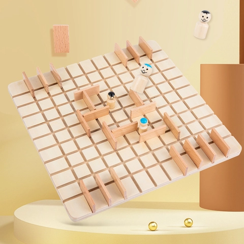 Wooden Strategy Board Game For Kids Adults Educational Logic Training Parent-Child Interactive Pathfinding Tabletop Game Puzzle Toy