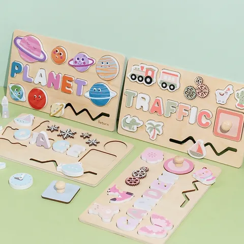 Tavola del Puzzle Forme Geometriche Magnetiche in Legno Montessori Con Maniglie Giocattolo Educativo Colore Macaron per Bambini