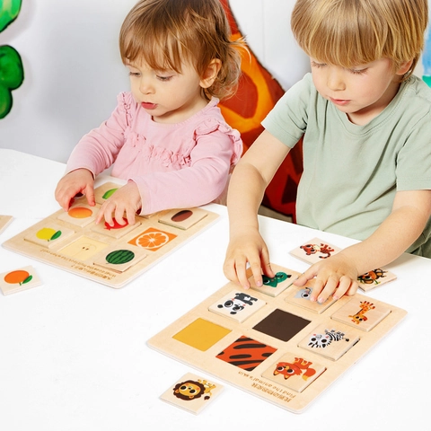 Montessori Wooden Matching Puzzle Board Educational Toy Fruit Animal Skin Cognition Logic Thinking Learning Toy For Kids Toddlers