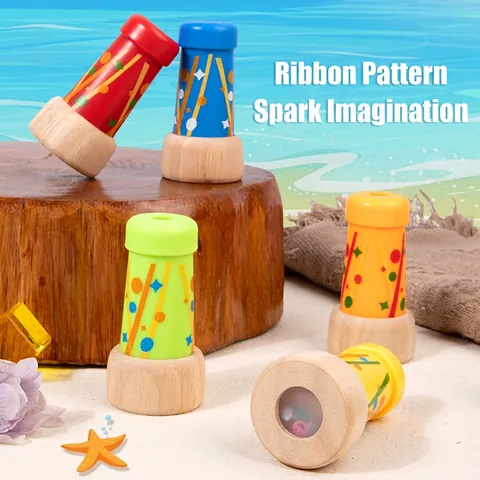 Klassisches Holz Kaleidoskop Spielzeug Für Kinder Wissenschaft Lernen Früherziehung Werkzeug Bunte Geometrische Muster Spiegel Spielzeug