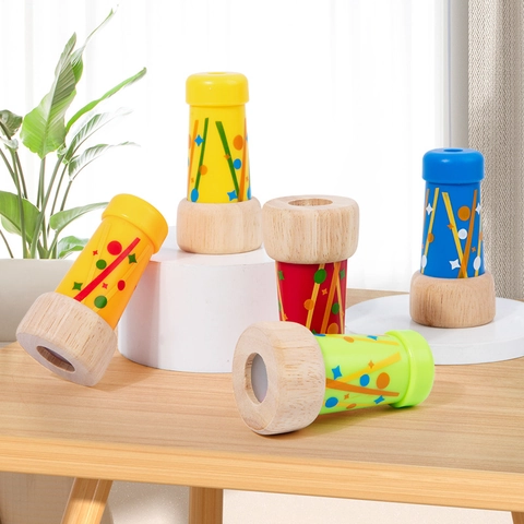 Klassisches Holz Kaleidoskop Spielzeug Für Kinder Wissenschaft Lernen Früherziehung Werkzeug Bunte Geometrische Muster Spiegel Spielzeug