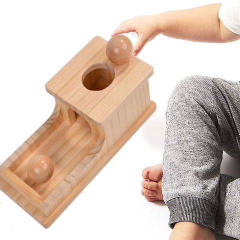 Scatola di Permanenza dell'Oggetto Montessori in Legno per Bambini Giocattolo Educativo Precoce Scatola Imbucare in Legno di Pino