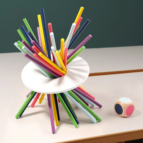 Gioco Educativo Montessori con Bastoncini di Equilibrio in Legno Colorato per Allenamento Sensoriale per Bambini