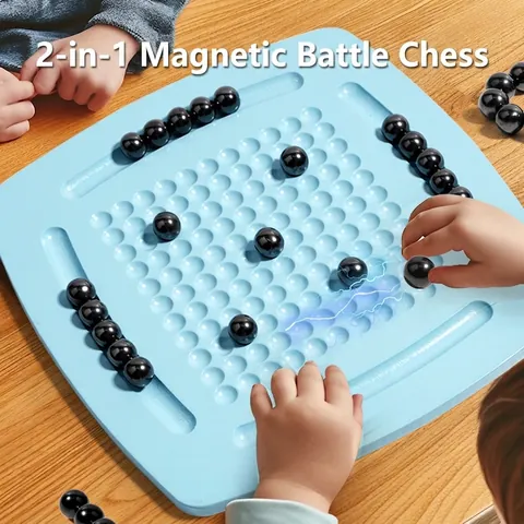 Gioco Da Tavolo Di Battaglia Magnetica A Doppia Faccia E Ludo Sicurezza Antincendio Legno MDF Perle Magnetiche Per Bambini