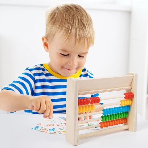 Wooden Abacus Counting Frame 5 Row Multicolor Beads Mathematics Learning Toy For Kids Early Education Teaching Aid Set