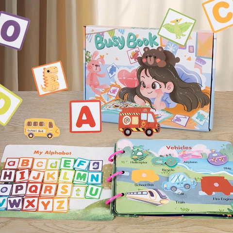 Montessori Busy Book per Bambini Libro di Adesivi Silenzioso Set di Giocattoli Educativi Scatola Regalo Attività per Bambini