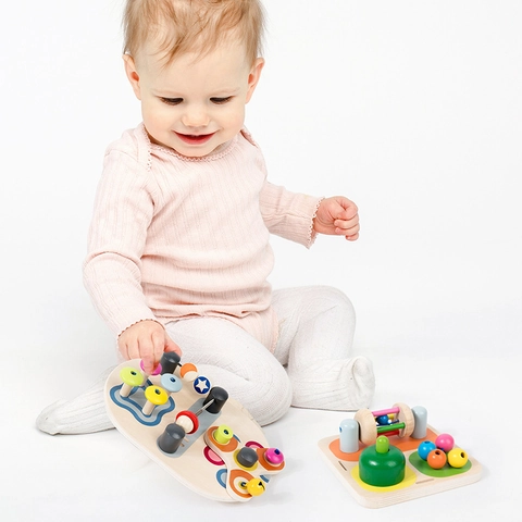 Tavola Sensoriale Montessori in Legno per Neonati e Bambini Piccoli Apprendimento Precoce Tavola di Attività Coordinazione Occhio-Mano