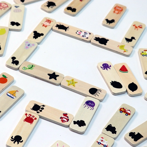 Wooden Montessori Shadow Matching Game For Kids Early Education Animals Fruit Vehicles Recognition Intellectual Puzzle Toys