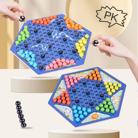 2 In 1 Holz Magnetisches Minenschach Und Dame Brettspiel Pädagogisches Desktop Kampf Spielzeug Für Kinder Cartoon Tier Spiel