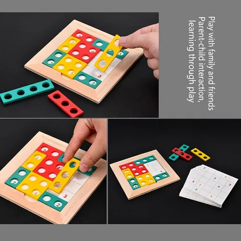 Hölzernes Mathematisches Denken Logiktraining Spiel Block Puzzle Für Kinder 50 Herausforderungen Pädagogisches Mathe Lernspielzeug