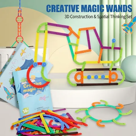 DIY Creative Magic Stick Building Blocks Set Educational 3D Puzzle Interlocking Toy For Children Kids STEM Intelligence Development