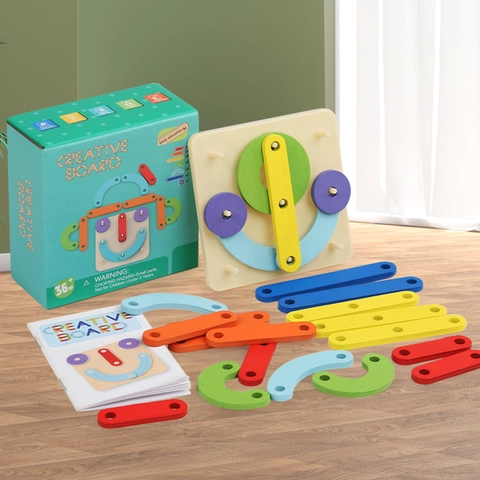 Montessori Madera Rompecabezas Geométrico Creativo Tablero Clavos Juguete Educativo Para Niños Reconocimiento De Formas Colores