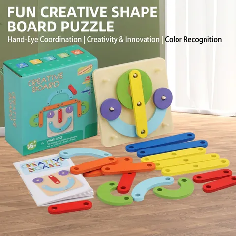 Montessori Madera Rompecabezas Geométrico Creativo Tablero Clavos Juguete Educativo Para Niños Reconocimiento De Formas Colores