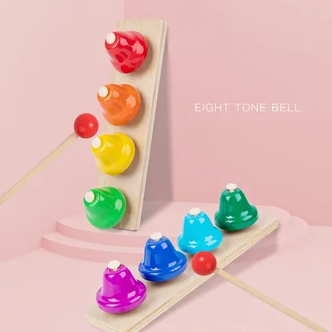 Regenbogen Acht Ton Glocke Orff Schlaginstrument Holzbasis Metall Musikalisches Lernspielzeug Für Kleinkinder Geschenk