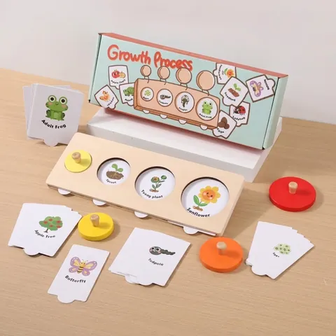 Puzzle in Legno Montessori Ciclo di Vita Processo di Crescita Giocattolo per Bambini Apprendimento Scientifico Educativo