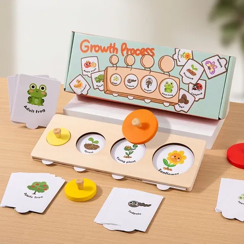 Puzzle in Legno Montessori Ciclo di Vita Processo di Crescita Giocattolo per Bambini Apprendimento Scientifico Educativo