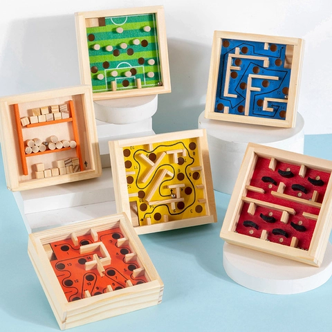 Wooden Maze Ball Balance Toy Educational Concentration Training Game For Kids Kindergarten Handheld Intelligence Track Maze Toy