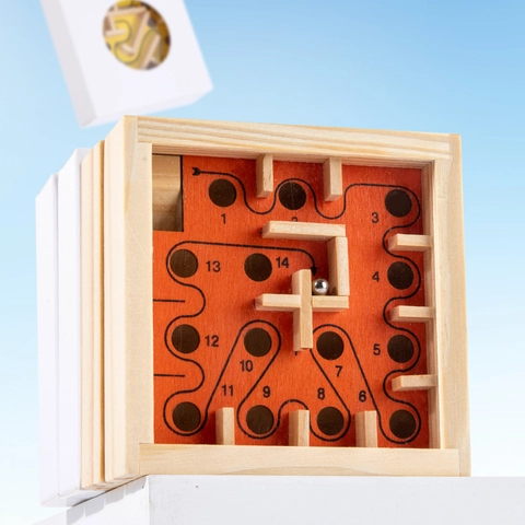 Wooden Maze Ball Balance Toy Educational Concentration Training Game For Kids Kindergarten Handheld Intelligence Track Maze Toy