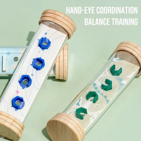 Handheld Wooden Balance Maze Toy Cylindrical Transparent Puzzle Game For Children Hand Eye Coordination Educational Toy