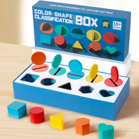 Montessori Holz Form Farbe Klassifizierung Spielzeug Box Early Learning Pädagogisches Matching Spiel Für Kleinkinder Kinder Geschenk