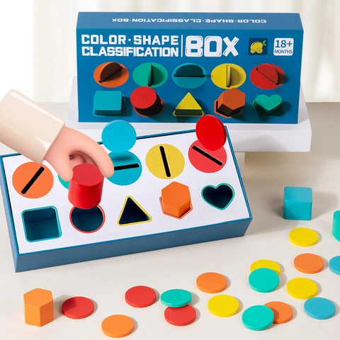 Montessori Holz Form Farbe Klassifizierung Spielzeug Box Early Learning Pädagogisches Matching Spiel Für Kleinkinder Kinder Geschenk