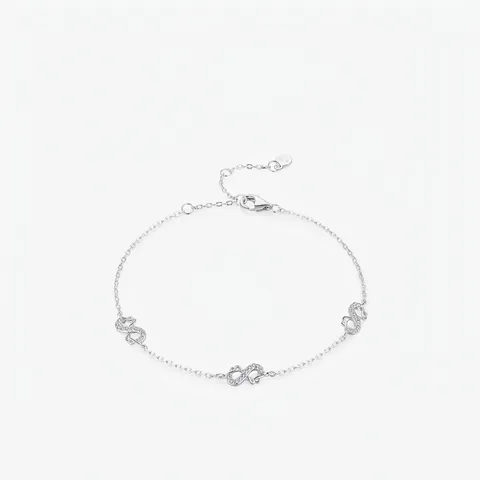 Pulsera con Símbolo de Infinito de Plata de Ley 925 para Mujer Pulsera de Cadena Möbius con Circonia Regalo de Joyería